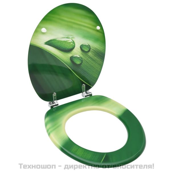 WC тоалетна седалка с капак, МДФ, дизайн зелени водни капки