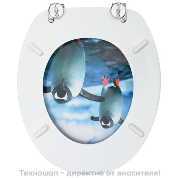 WC тоалетна седалка с капак, МДФ, дизайн пингвини