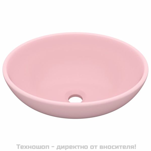 Луксозна овална мивка, матово розова, 40x33 см, керамика