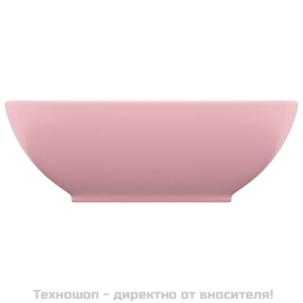 Луксозна овална мивка, матово розова, 40x33 см, керамика