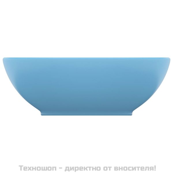 Луксозна овална мивка, матово светлосиня, 40x33 см, керамика