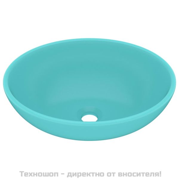 Луксозна овална мивка, матово светлозелена, 40x33 см, керамика