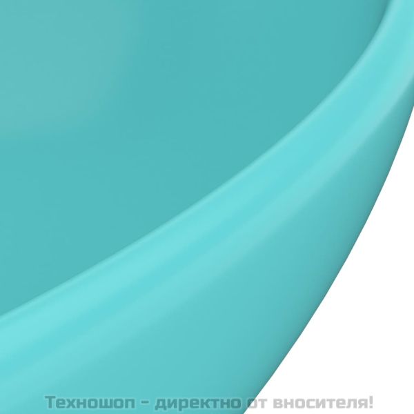 Луксозна овална мивка, матово светлозелена, 40x33 см, керамика