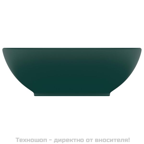 Луксозна овална мивка, матово тъмнозелена, 40x33 см, керамика