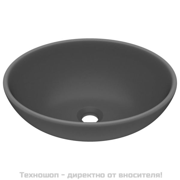 Луксозна овална мивка, матово тъмносива, 40x33 см, керамика