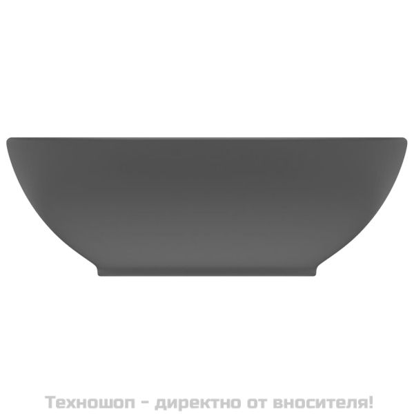 Луксозна овална мивка, матово тъмносива, 40x33 см, керамика
