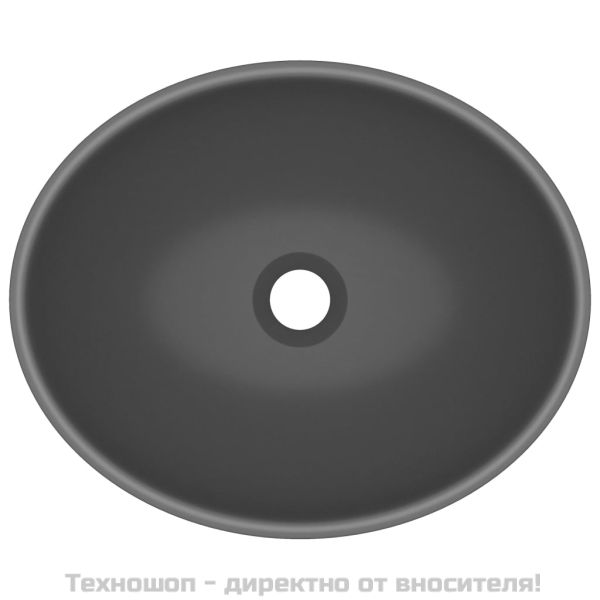 Луксозна овална мивка, матово тъмносива, 40x33 см, керамика