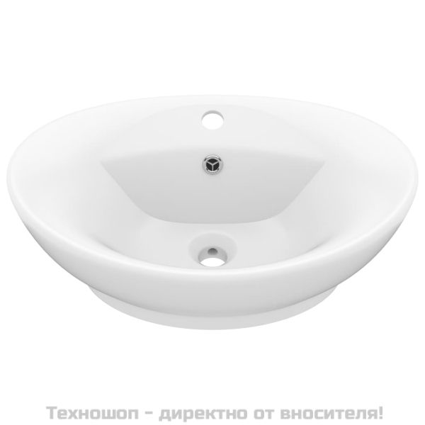 Мивка с преливник лукс овал бял мат 58,5x39 см керамика