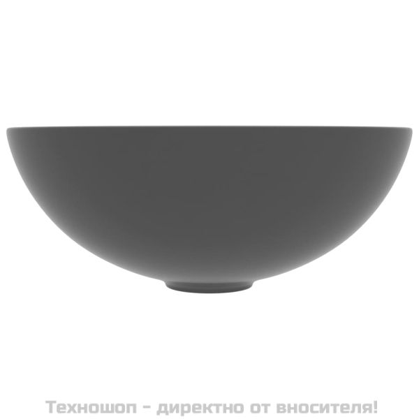 Керамична мивка за баня, тъмносива, кръгла