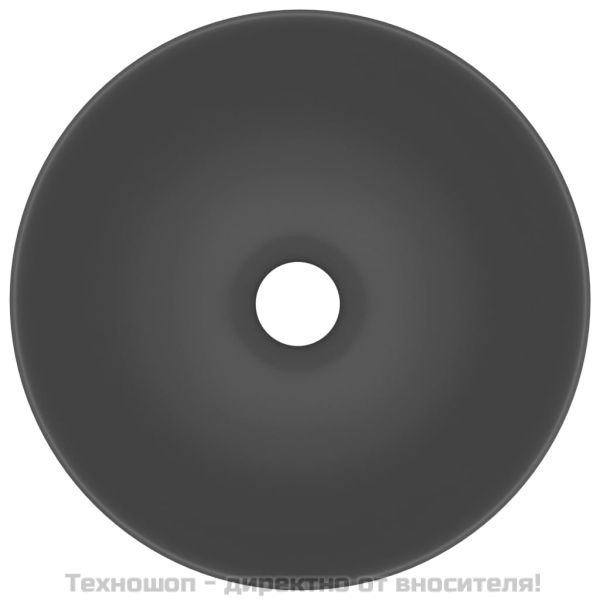Керамична мивка за баня, тъмносива, кръгла