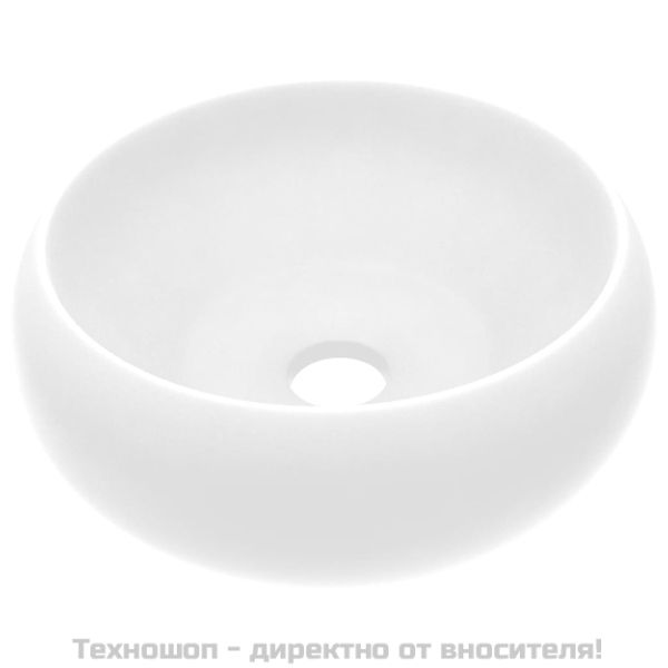 Луксозна кръгла мивка, матово бяла, 40x15 см, керамика