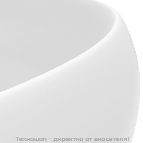 Луксозна кръгла мивка, матово бяла, 40x15 см, керамика