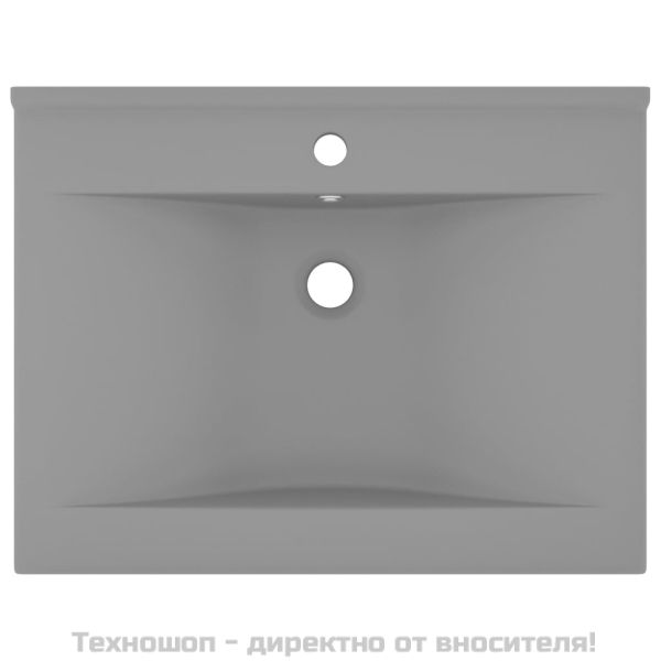 Луксозна мивка с отвор за кран светлосив мат 60x46 см керамика