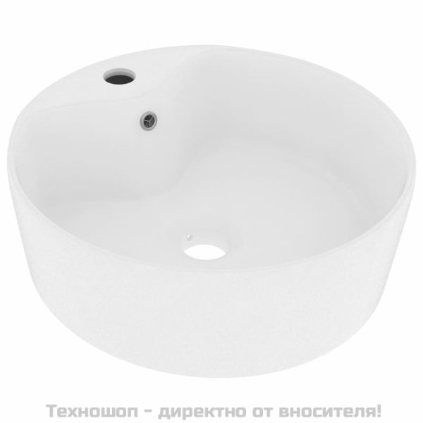 Луксозна мивка с преливник бял мат 36x13 см керамика