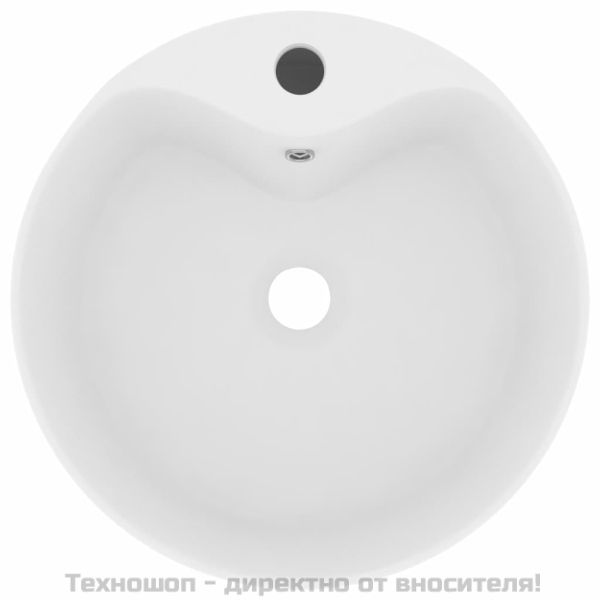 Луксозна мивка с преливник бял мат 36x13 см керамика