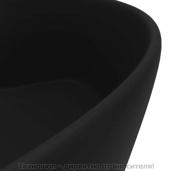 Луксозна мивка с преливник черен мат 36x13 см керамика