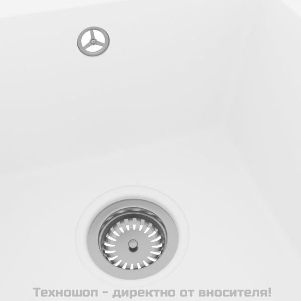 Кухненска мивка с преливник, бяла, гранит
