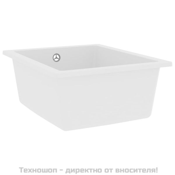 Кухненска мивка с преливник, бяла, гранит