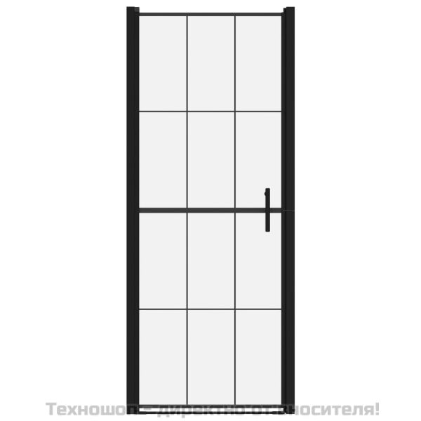 Врата за душ, закалено стъкло, 81x195 см, черна