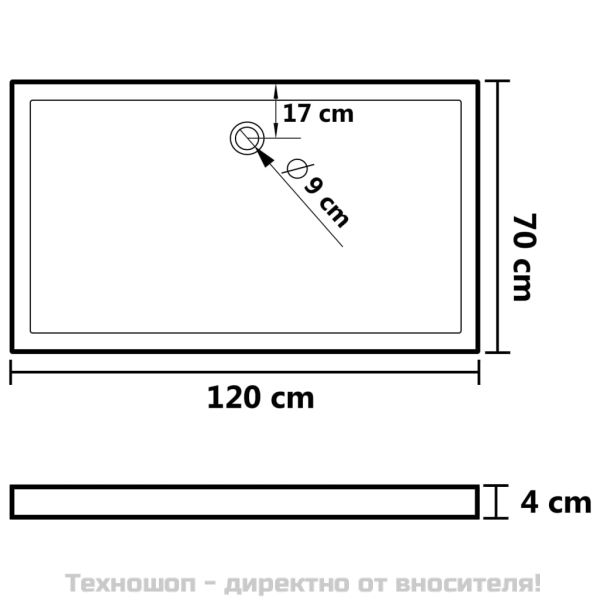 Правоъгълно ABS душ корито, черно, 70x120 см
