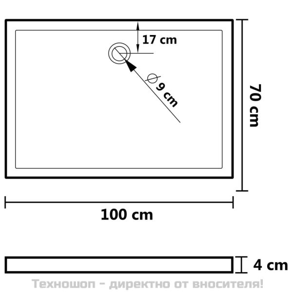 Правоъгълно ABS душ корито, черно, 70x100 см