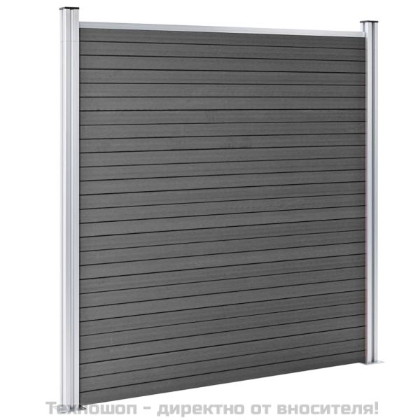 Ограден панел, WPC, 180x186 см, черен