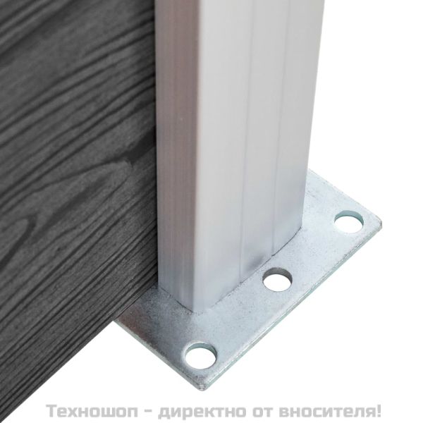Ограден панел, WPC, 180x186 см, черен