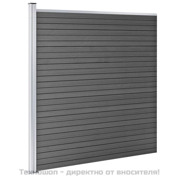 Ограден панел, WPC, 175x186 см, черен