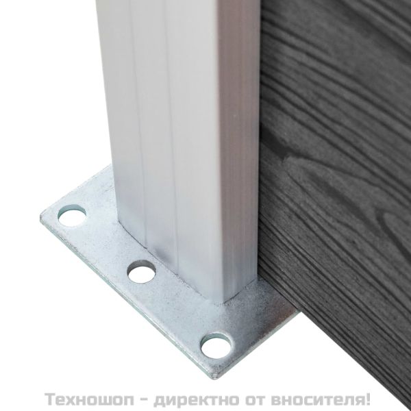 Ограден панел, WPC, 175x186 см, черен