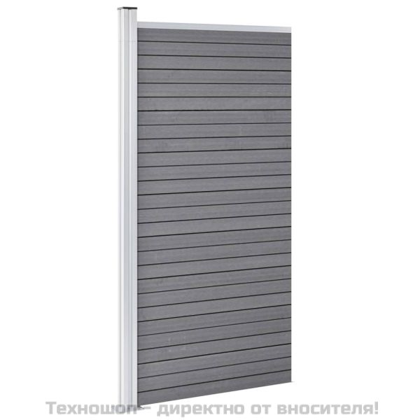 Ограден панел, WPC, 95x186 см, сив