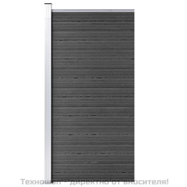 Ограден панел, WPC, 95x186 см, черен