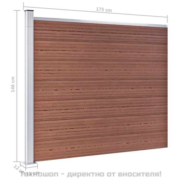 Ограден панел, WPC, 175x146 см, кафяв
