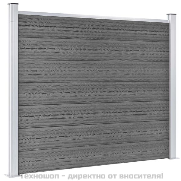 Ограден панел, WPC, 180x146 см, сив