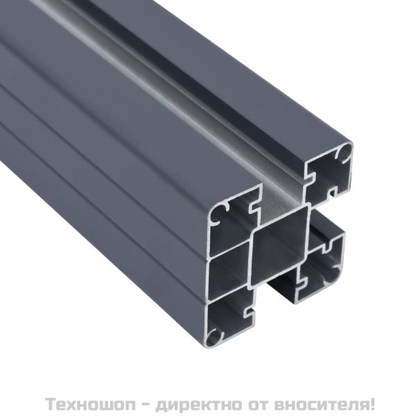 Оградни колове, 3 бр, тъмносиви, 185 см, алуминий