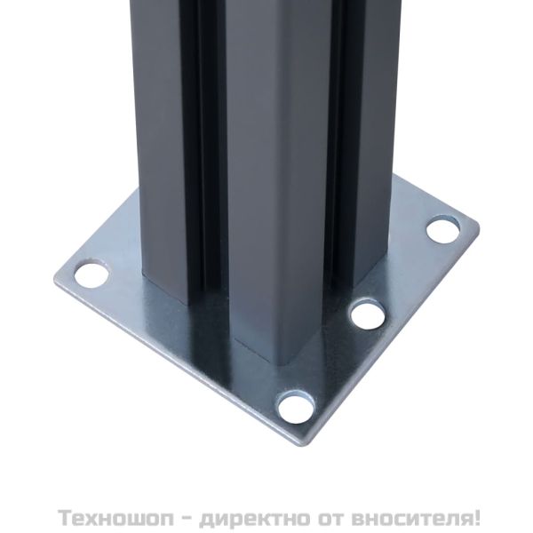Оградни колове, 3 бр, тъмносиви, 185 см, алуминий