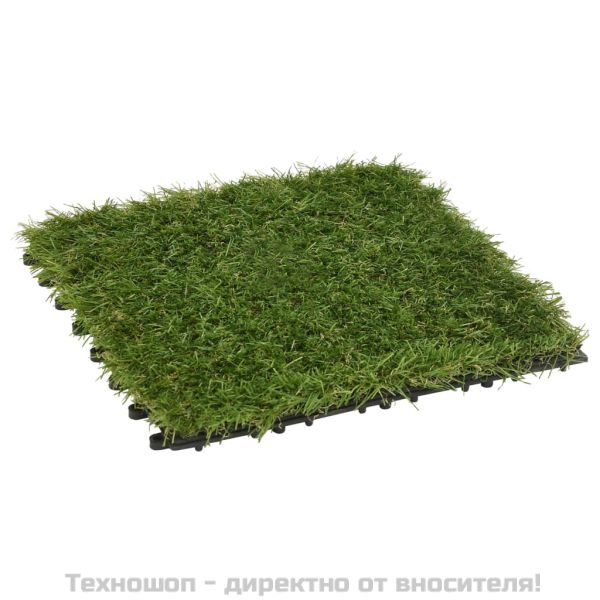 Плочки изкуствена трева, 22 бр, зелени, 30x30 см