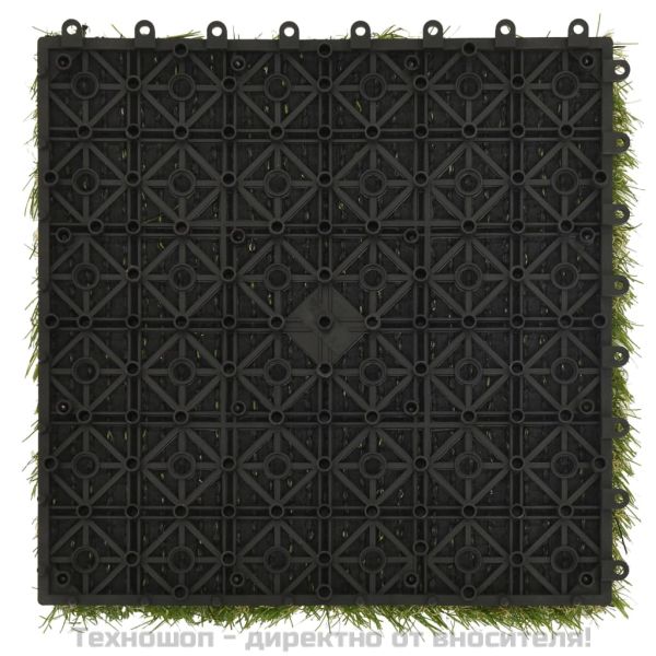 Плочки изкуствена трева, 22 бр, зелени, 30x30 см