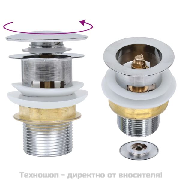 Сифон клик-клак без преливник, сребрист, 6,4x6,4x9,1 см