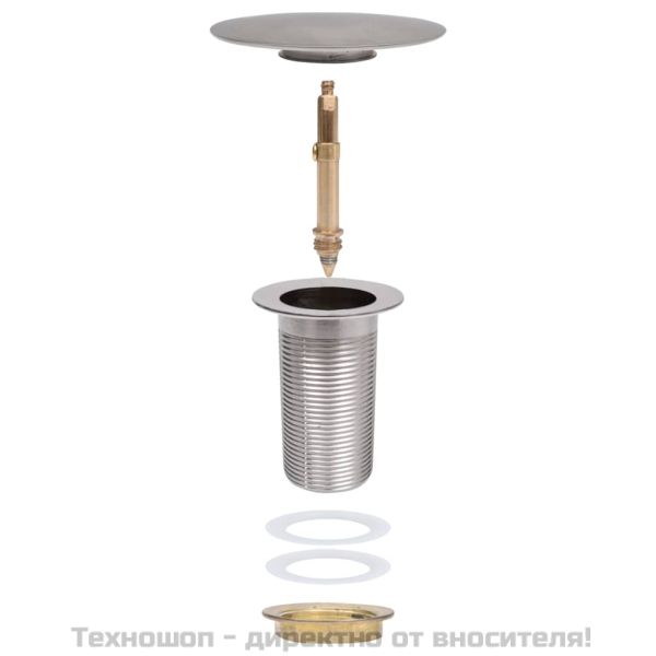 Сифон клик-клак без преливник, сребрист, 6,4x6,4x9,1 см