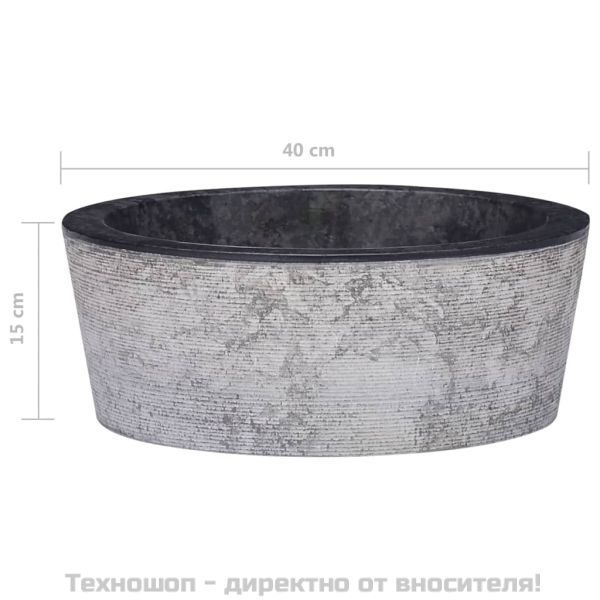 Черна мивка, Ø40x15 см, мрамор