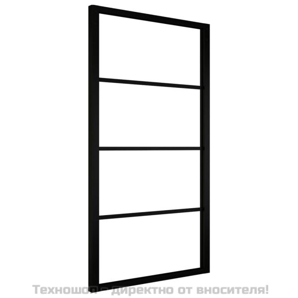 Плъзгаща се врата алуминий и ESG стъкло 102,5x205 см черна