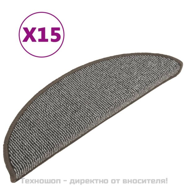 Изтривалки за стълби, 15 бр., 56x17x3 см, сиви, полукръгли