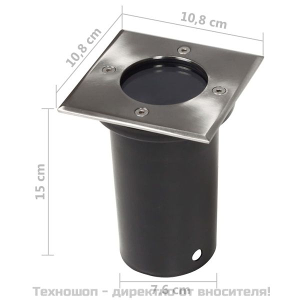 Градински лампи за вграждане в земя, 12 бр, квадратни