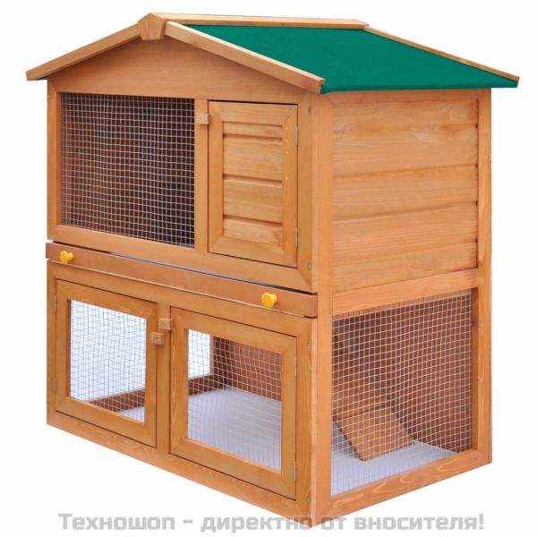 Външна клетка за зайци/други малки животни, 3 врати, дърво