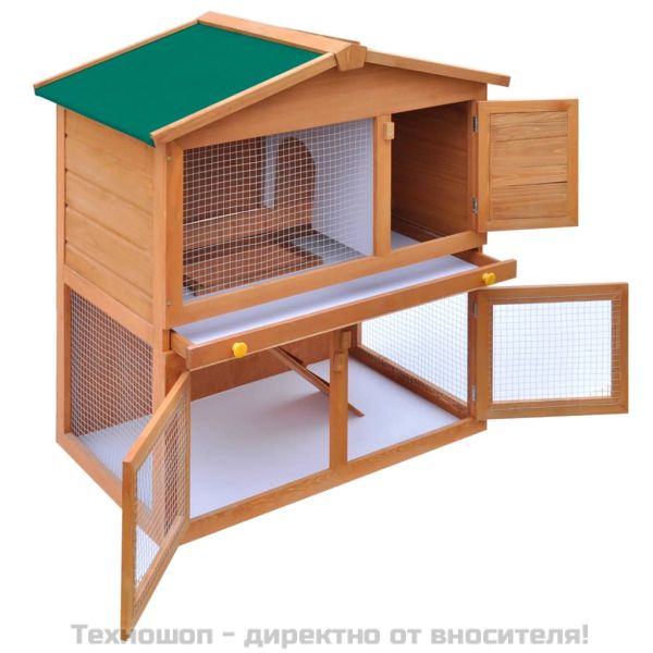 Външна клетка за зайци/други малки животни, 3 врати, дърво