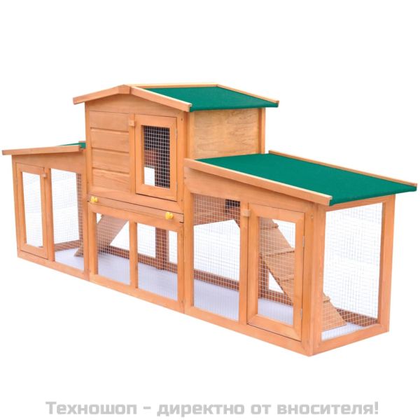 Външна голяма клетка за зайци/малки животни, с покриви, дървена