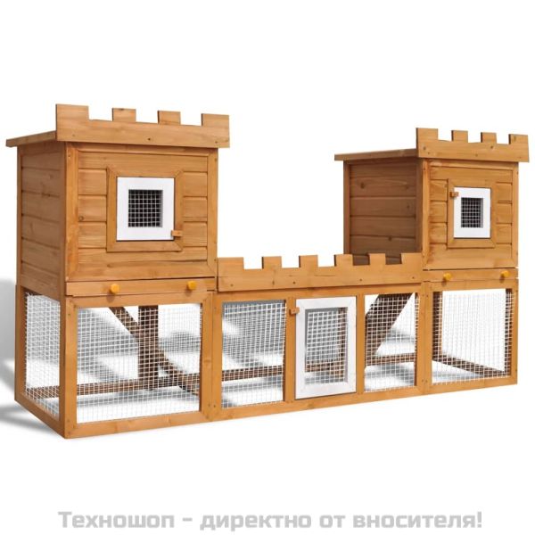 Външна клетка за зайци/малки животни дървена голяма двойна къща