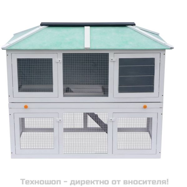 Дървена клетка за зайци с 2 нива