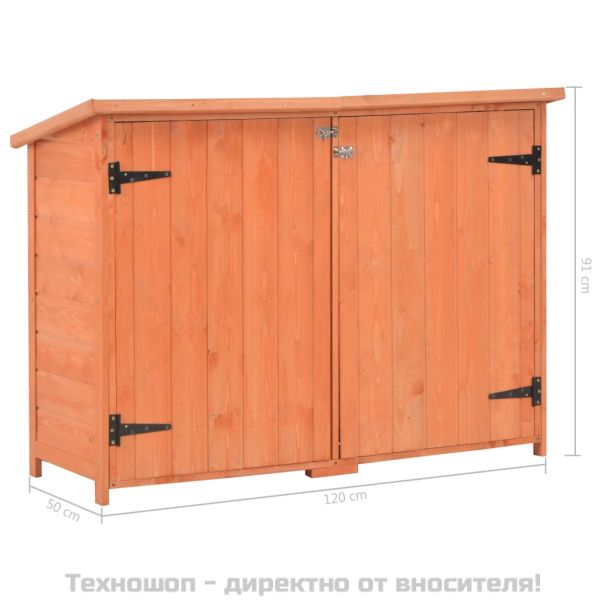 Градински шкаф за съхранение, 128x42x91 см, дърво