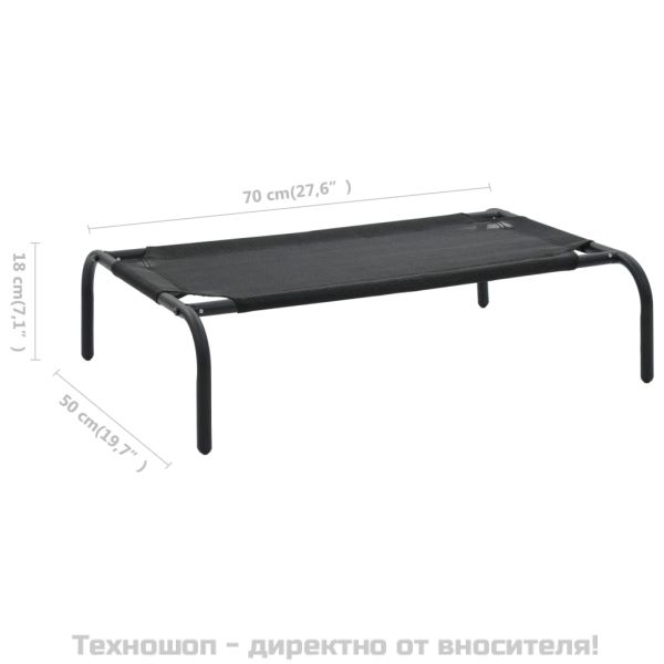 Повдигнато легло за кучета, черно, S, textilene